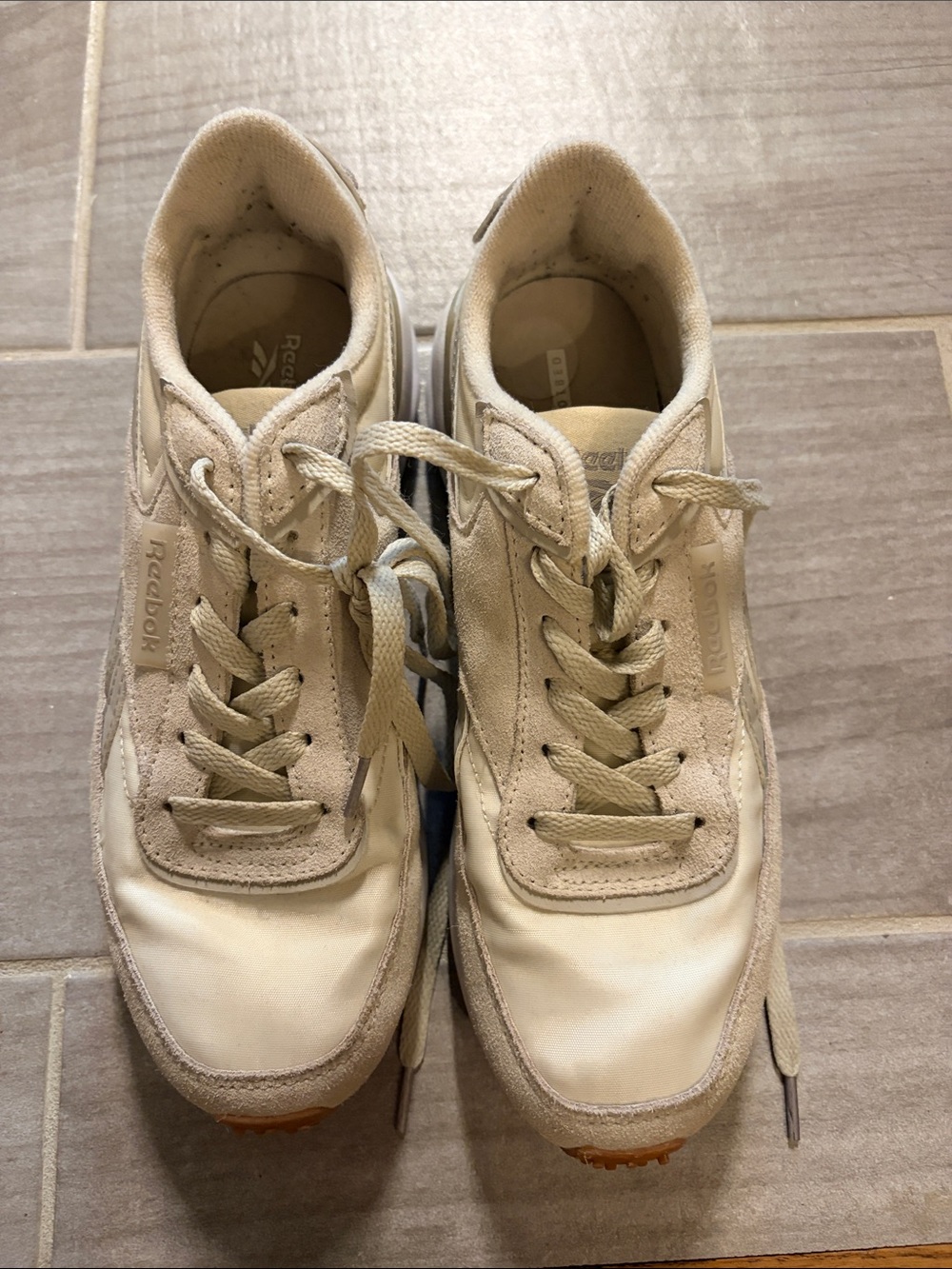Reebok Women’s Beige Suede & Nylon Low-Top Sneakers